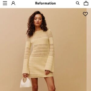 Reformation Inda Open Knit Mini Dress Birch - Size XS